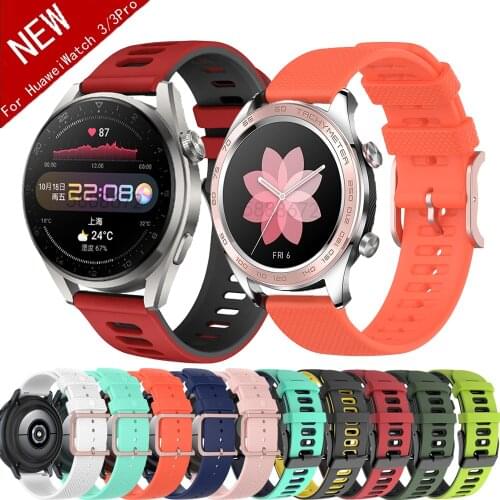 22mm Silicone Strap For Huawei Watch 3/3 Pro/GT/GT2 46 Smart Band WristBand Replaceable Accessories For Honor magic2 46 Bracelet