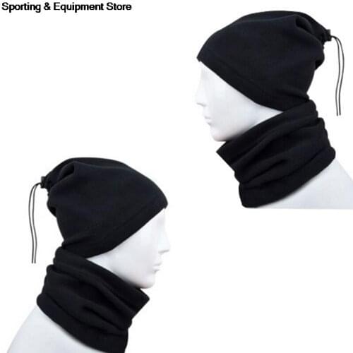 Black 4 in 1 Winter Unisex Women Men Warm Thermal Scarf Snood Neck Warmer Face Mask Beanie Hats Wear Collar