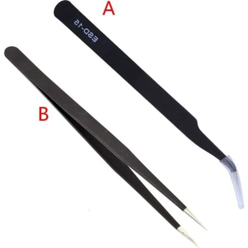 Carbon Steel High Precision Black Handicraft Clamp Plier Curved Tweezer DIY Nipper ESD-15/ESD-14