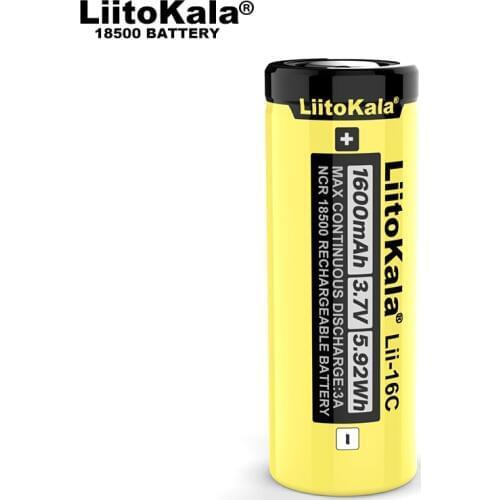 LiitoKala Lii-16C 18500 1600mAh 3.7 V Rechargeable battery Recarregavel lithium ion battery for LED flashlight