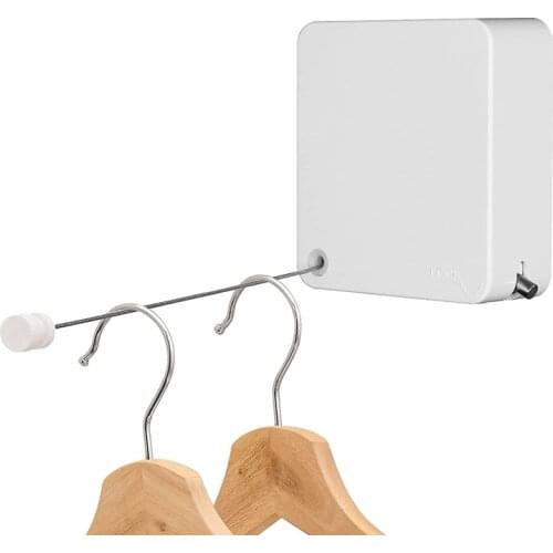 Retractable Clothesline,Heavy Duty Clothes Drying Laundry Line,Wall Mounted,Stainless Steel Drying Line,15.8 Feet(White)-ABUX