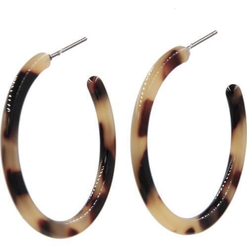 YJX 40/50mm Tortoise Shell Multi Color Hoop Earrings Round Circle Earrings Thin Tortoise Hoops Friend Gifts Sister Gifts