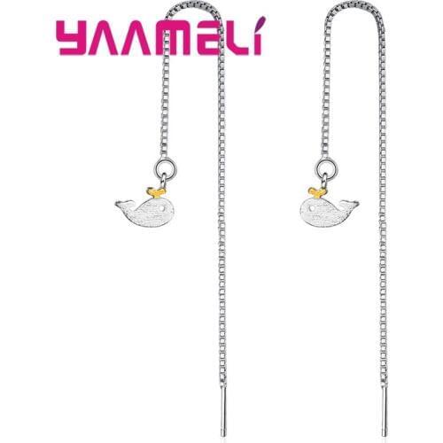 Amazing Women Long Line Fish Pendant Earrings For Sale Fashion 925 Sterling Silver Bridal Popular Wedding Engagement Gifts
