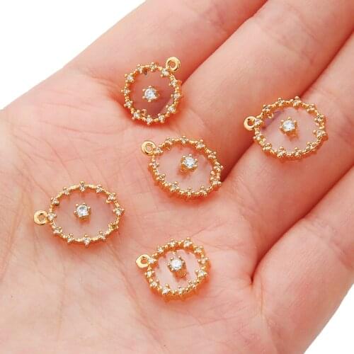 Fashion Zircon Diamond Necklace For Women Round Metal New Pendant Copper Earrings 2021 Trend Hanging Statement Jewelry