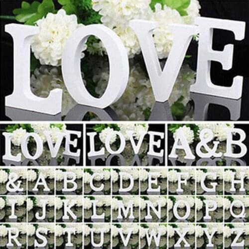 1pc Diy Decorative Letters & Numbers Freestanding Letter Wood Wooden White Alphabet Wedding Birthday Party Home Decorations