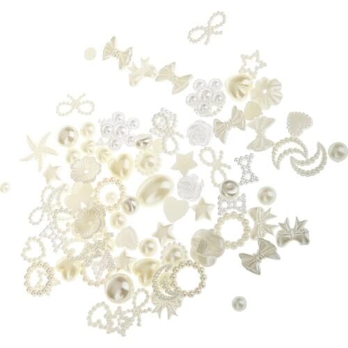 100 Assorted Pearl Cabochon Flatback Embellishment Nail Craft DIY Decor