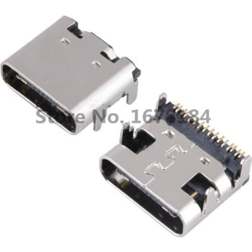 100pcs Micro USB-3.1 SMD 16P Type-C Female Socket DIP4 Transmission Interface For Smartphones End Plug Charging Plug