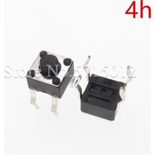 200pcs 4.5*4.5*4mm 4pin Micro Push Button Tactile Tact Momentary Electronic Switch Black