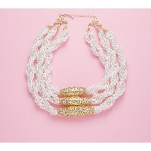 2020 June Multilayered Beads Chain Romantic Choker Necklace Simulated Pearl Necklace