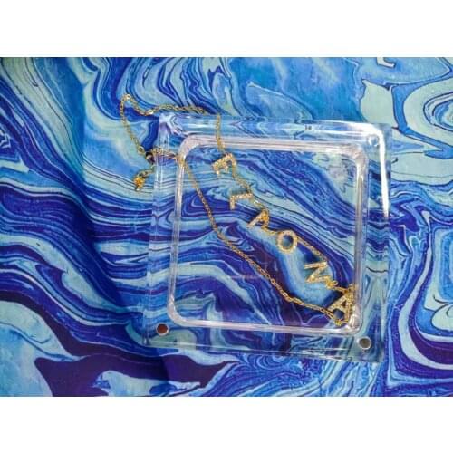 Acrylic transparent Gem Stone Display Showcase transparent square four sizes Necklace Pendant Carrying cases Package Box 6pc/lot