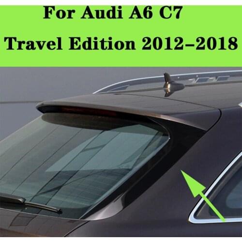 2Pcs Car Rear Side Window Canard Spoiler Air Splitter For Audi A6 C7 Travel EditionAllroad TDI Quattro 2012-2018 Glossy Black