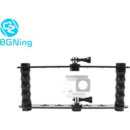 BGNing Dual Handheld Selfie Stick Steady Holder Mount Cage Underwater Kit for Gopro Hero 8 7 6 5 EKEN Action Cameras