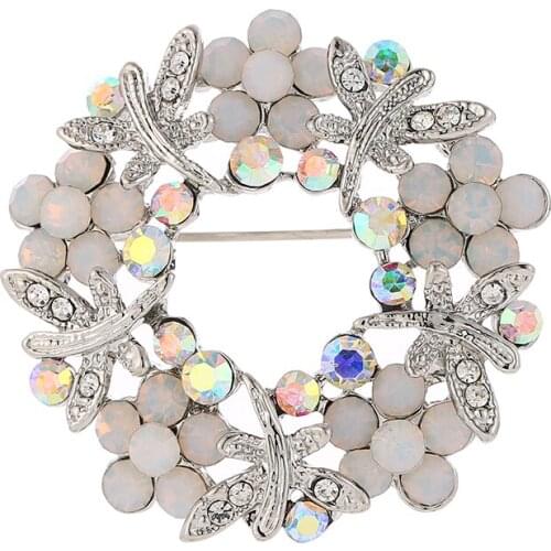 European And American Fashion Wreaths Set With Crystal Male And Female Brooch Zinc Allory Silver Color Pins Clothes Accessories