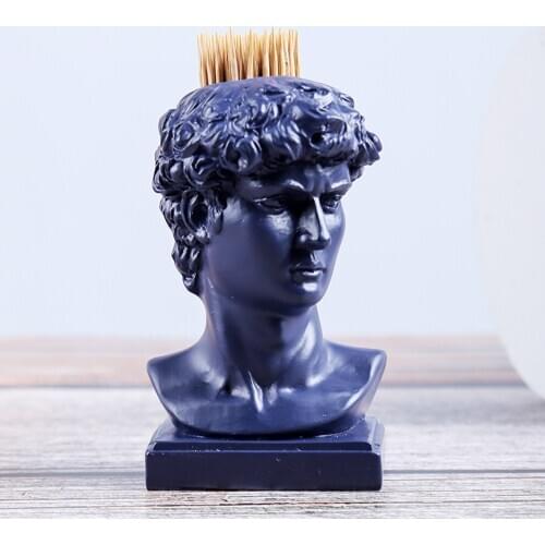 European Style Resin Toothpick David Statue Pen Holder Creative Toothpick Box Storage Box Desktop Decoration