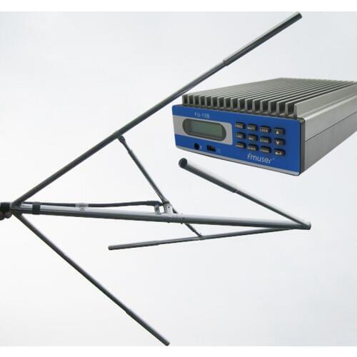 FMUSER FU-15B 15W FM Transmitter Radio Broadcast +CP100 Circularly Polarized Antenna +Power for Cinema, Home, Church, Party