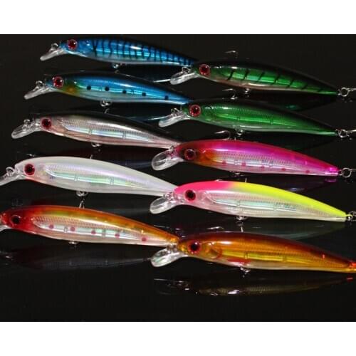 Hot RU 11CM 13.5g New Arrival 10PCS Quality Fishing Lure Minnow Plastic Isca Artificial Fish Sea Hooks Hard Bait for Fishing