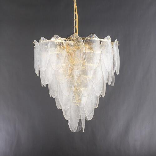 Nordic personality feather glass lamps Hong Kong-style light luxury post-modern leaf bedroom lamp restaurant chandelier