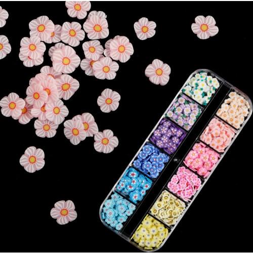 Tiny Cute Daisy Flower Polymer Clay Slices Nail Art Accessories DIY Slime Sequins Nails Decorations Soft Clay Manicure Supplies