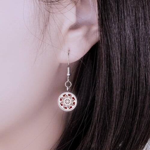 Stainless steel Earring diffuser locket for Women kids jewelry 12mm essential oil aroma tree of life10pad gift 1Pair Wholesales
