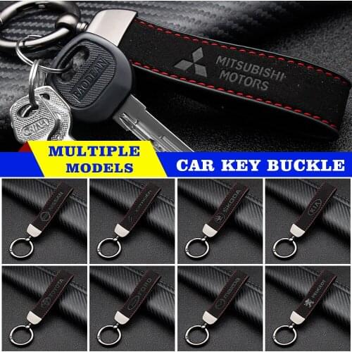 Fashion Metal Car Leather Upturned Fur Keychain Shape Keychain Key Ring For Toyota Skoda Fiat Subaru Kia Car Styling Accessories