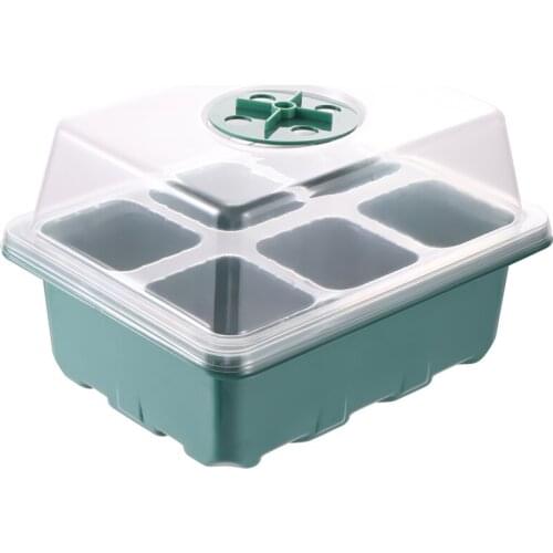 6 Cells Seed Starter Kit Plant Seeds Grow Box Seedling Trays Germination Box with Dome and Base Growing Cultivation Pot 10 Sets