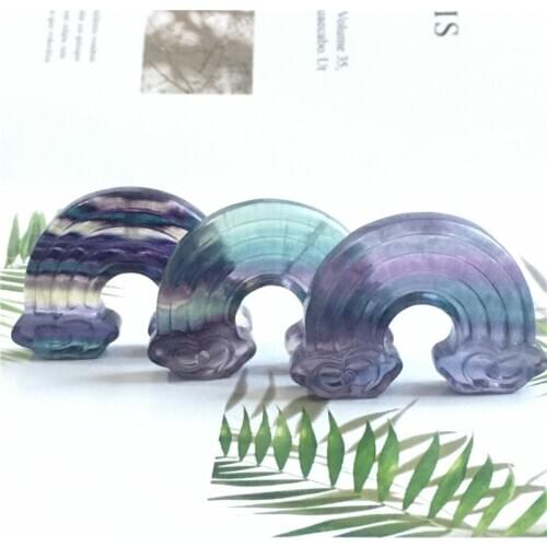 Natural polished crystal rainbow fluorite hand-carved rainbow crystal healing stone