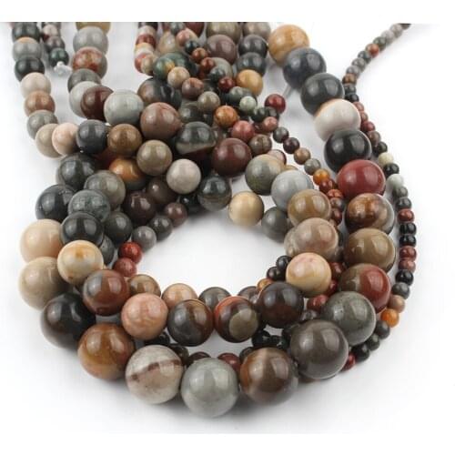 Natural Top Colorful Ocean Jaspers Stone Beads Round Loose Spacer Beads For Jewelry Making 6 8 10mm DIY Bracelets 15"Inches