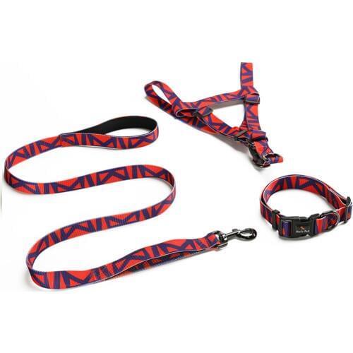 Nylon Dog Pet Harness Collar Leash Lead 3 Sets Three-Piece Dog Chest Straps Accessories For Small Medium Large Dogs Pit Pull dog