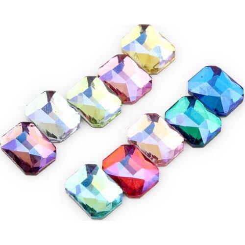 New 30/100pcs Mix Crystal AB Nail Art Rhinestones 6X8mm Re-Octagon Stones Gem for Nail Art Charms 3D Manicure Decoration