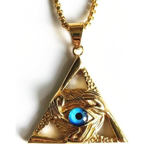 New arrival Eye Of Providence stainless steel Triangle Pendant Necklace For Men Illuminati The Third Eye Jewelry