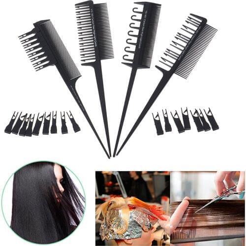 2 Side Hair Dyeing Comb Adjustable Sectioning Highlight Comb Weaving Cutting Brush Salon Hair Coloring Styling