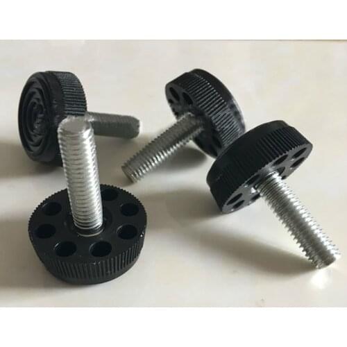 Black Round Plastic Adjustable Feet Pad Screw Dia 30mm Chairs Furniture Leg Table Leveling Feet Pad Screw M8