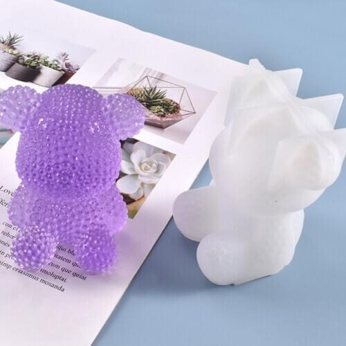 DIY Crystal Epoxy Resin Mold 3D Diamond Bear Ornaments Casting Silicone Mould H58C
