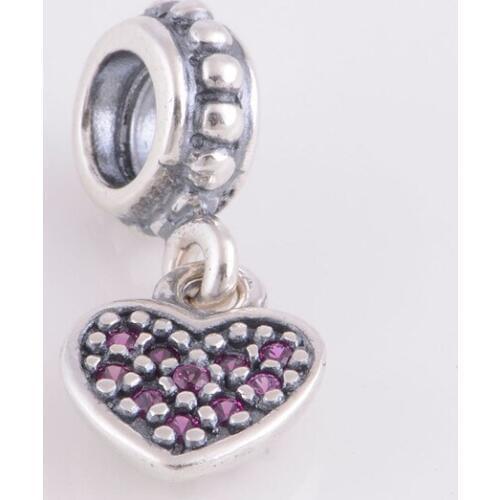 925 Sterling Silver beads Red Love Heart Charm Dangle charm Fit Original Pandora Charms Bracelet DIY Women Jewelry LW173A