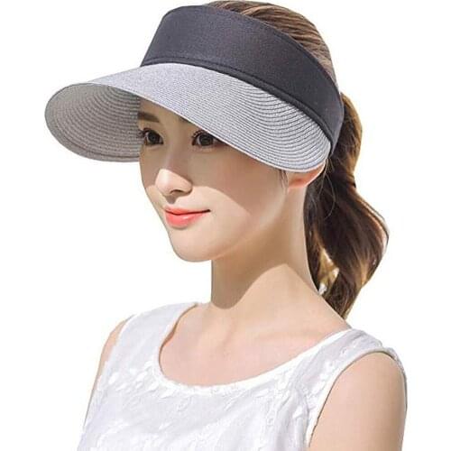 Women Sun Protection Hat Foldable Sun Hat Wide Large Brim Beach Hats Roll-up Chapeau Femme Straw Cap Uv Protected Hewdwear #P2