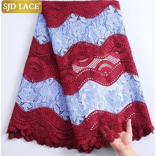 SJD LACE African Lace Fabric 2021High Quality Water Soluble Nigerian Lace Fabric Embroidery Beads Guipure Cord Laces Dress A2239