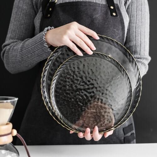 Ins Nordic Phnom Penh Glass Tray Creative Restaurant Fruit Plate Household Kitchen Supplies Glass Plate