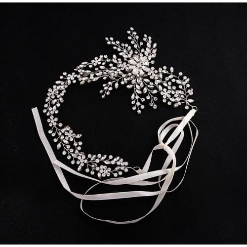 Hand wired Rhinestone Bridal Shine Tiara Headband Silver color Fashion Wedding Hair Vine Women Headpiece Accessories