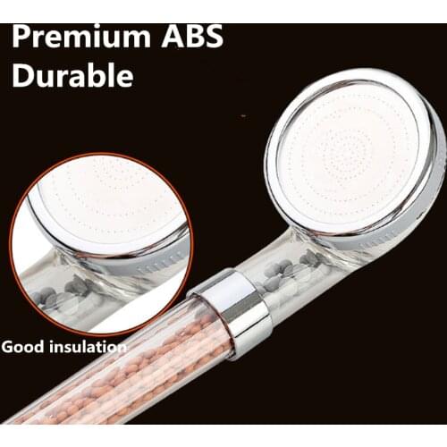 Three-function SPA shower head, with switch button, high pressure negative ion filter, shower head, water-saving shower