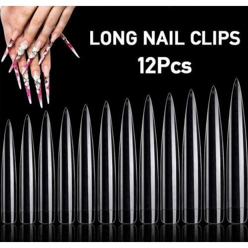 Lengthen Long Nail Tips Pointed Nails False Nails Half Cover Clear Fake Press On Nails Artificial Fingernails