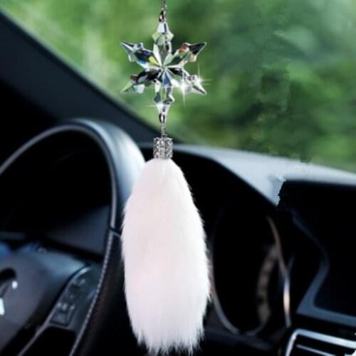 Car ornaments crystal snowflake car interior jewelry ladies ornaments car rearview mirror pendant safety pendant car accessories
