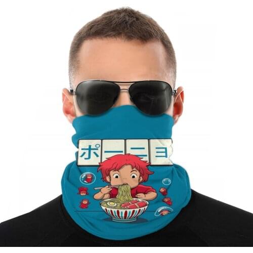 Ramen Ponyo Magic Scarf Half Face Mask Men Women Halloween Tube Scarf Neck Bandana Protective Headband Cycling Hiking