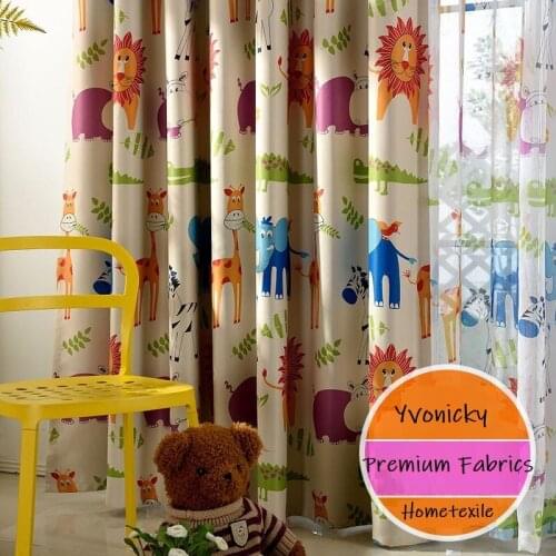 Premium blackout animal cartoon curtains lion elephant dinosaur voile curtain drapes for kids room boys room window treatments