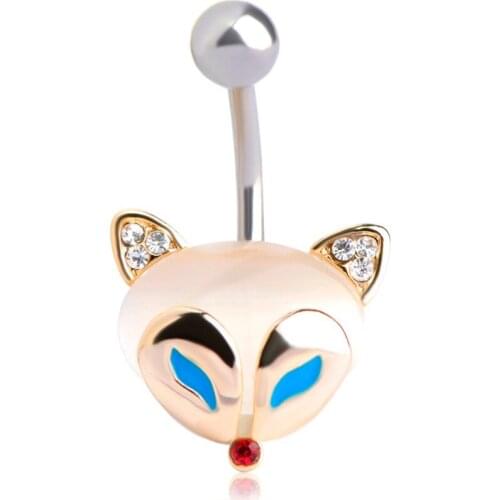 Enamel Fox Bulk Body Jewelry Navel Piercing Belly Button Ring Gold-color Animal Navel Rings Women Sexy body Jewelry Joias