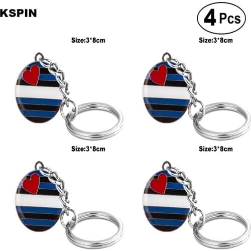 Leather Pride Key Ring Lapel Pin Flag badge Brooch Pins Badges 4pcs