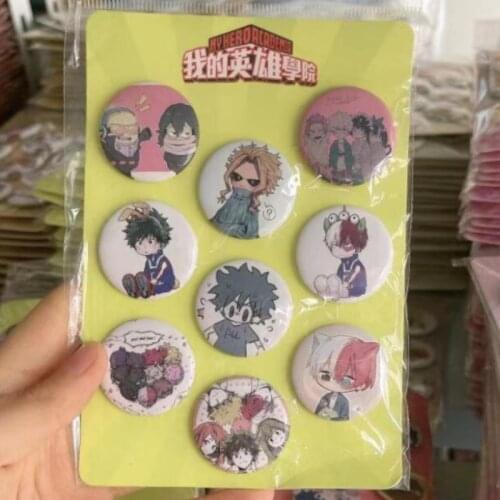 1/9PCS My Hero Academia Anime Badges Clothing Accessories Brooch Peripheral Figures Children Toy Cartoon Characters Boku No Hero