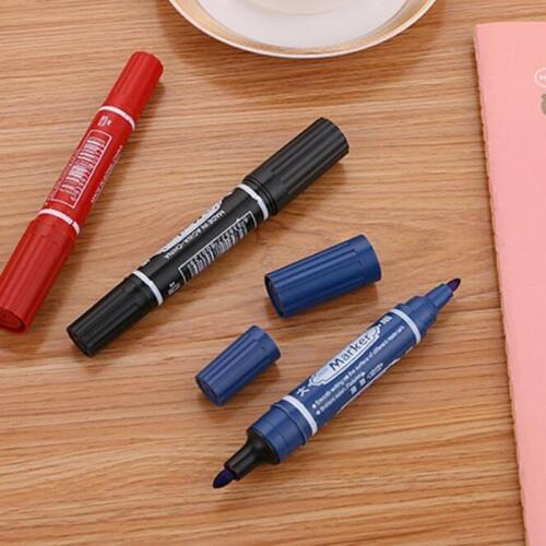 1pc Bulk Logistics Courier Black/Blue/Red Colour Double Head Round Toe Oil Permanent Marker Pen The Office Supplies Stationery