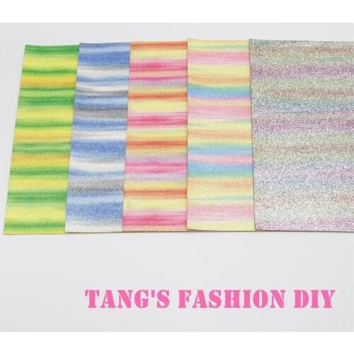 10pcs---20X22CM DIY Hair Bow Material High Quality Rainbow Color Glitter PU Synthetic Faux Leathers