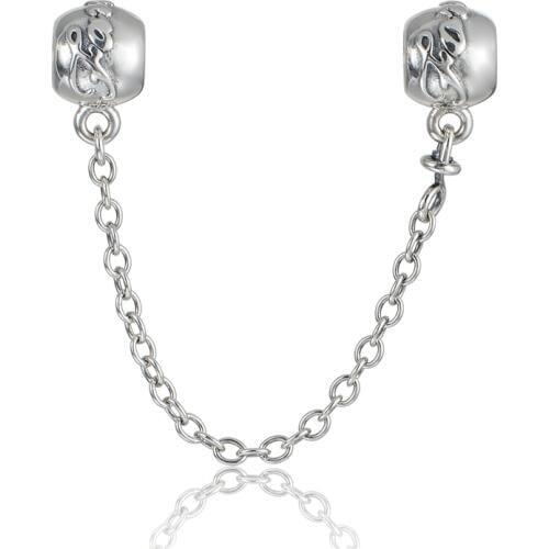 100% Genuine 925 Sterling Silver "Family" Ties Safety Chain Fit Silver Charm Bracelets For Women & Men Jewelry