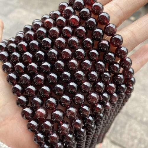 Quality Garnet Stone Bead Wholesale Natural Gem stone Polished DIY Loose Round Garnet Beads for Jewelry Making 2/3/4/6/8/10/12mm